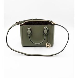 Michael Kors Daria Two In One Satchel Crossbody Purse Green Brown